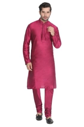 Banglori silk Men Kurta with Plain in Wine KURU0097