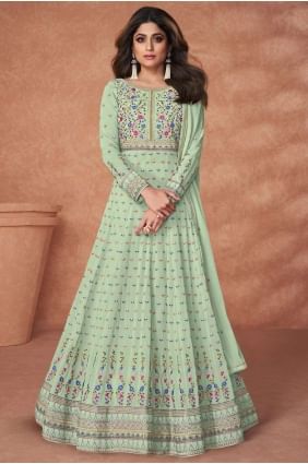 Pista Anarkali Suit in Embroidered Georgette AS3288