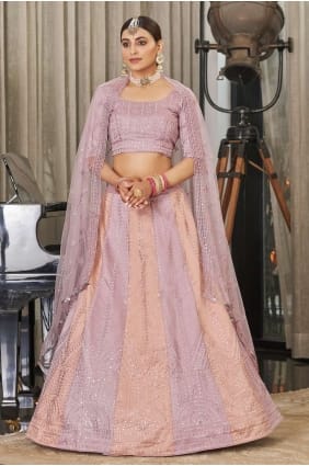 Pink Embroidered Lehenga Choli in Art silk LC5956