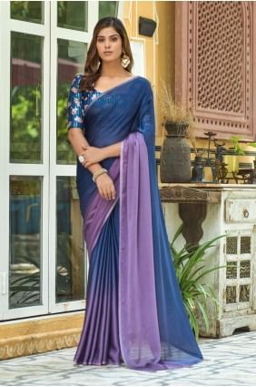 Teal blue Saree in Plain Chiffon SR23300