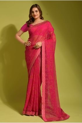 Chiffon Pink Party Wear Saree in Printed SR23439