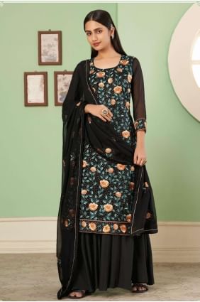 Embroidered Black Georgette Pakistani Suit PZ3355