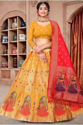 Yellow Lehenga Choli in Weaving Silk LC6262