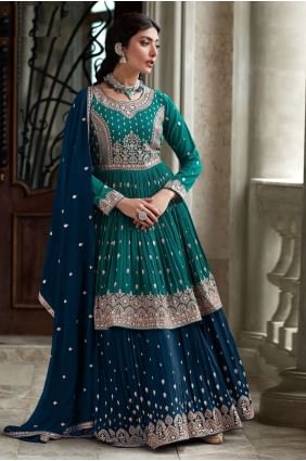 Georgette Eid Lehenga Suit in Rama with Embroidered LS033