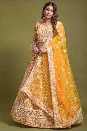 Net Yellow Lehenga choli in Embroidered LC6367