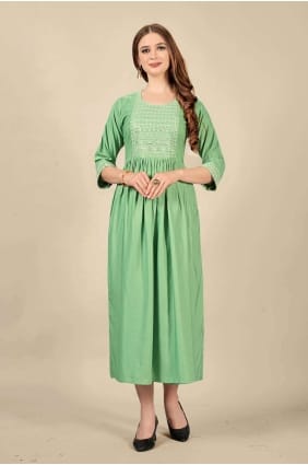Pista Straight Kurti with Embroidered Cotton KTI1801