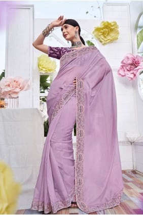 Purple Organza Saree with Embroidered SR24259