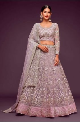 Embroidered Soft net Wedding Lehenga Choli in Orchid LC6883