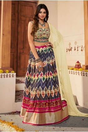 Cream Silk Embroidered Lehenga Choli LC7497