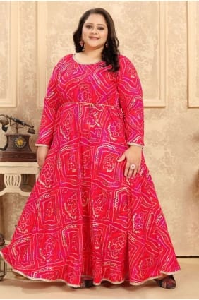 Rayon Kurti in Pink with Printed KTI2285