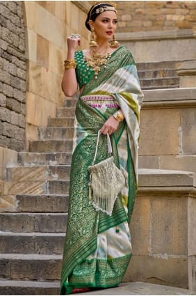 Silk Green Saree with Digital print SR25826