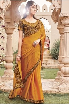 Yellow Shimmer Saree with Embroidered SR26226