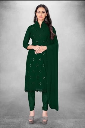 Straight Suit in Green Georgette with Embroidered SK153909