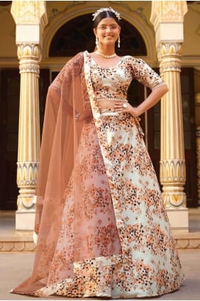 Off white Lehenga Choli in Silk with Printed LC7626