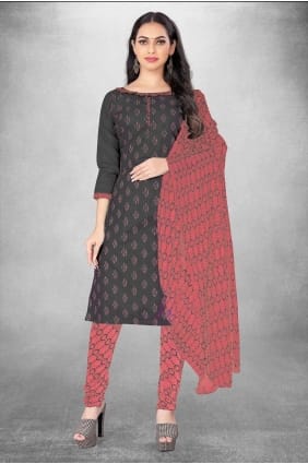 Grey Digital print Salwar Kameez in Cotton SK153939