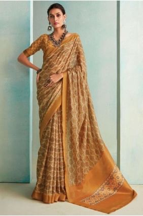 Mustard Zari weaving Jute Saree SR26315