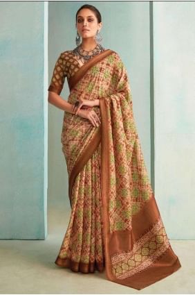 Jute Saree in Beige with Zari weaving SR26318