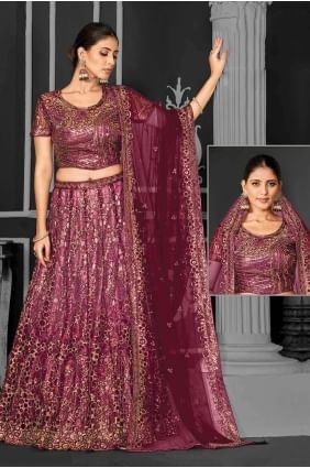Net Lehenga Choli with Embroidered LC7646