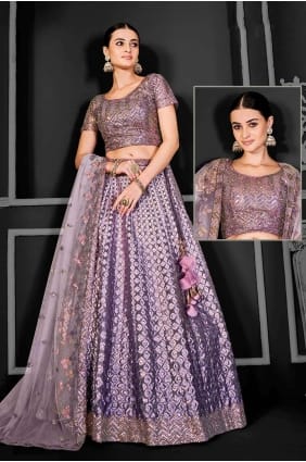 Light purple Lehenga Choli in Embroidered LC7649