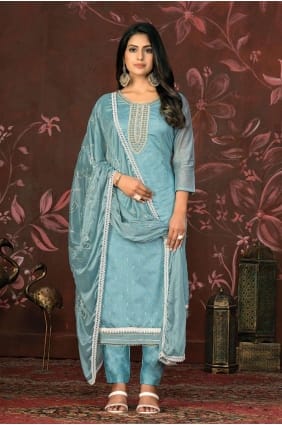 Plain Salwar Kameez with Blue SK153966