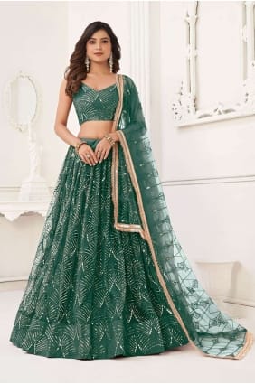 Green Lehenga Choli with Embroidered LC7652