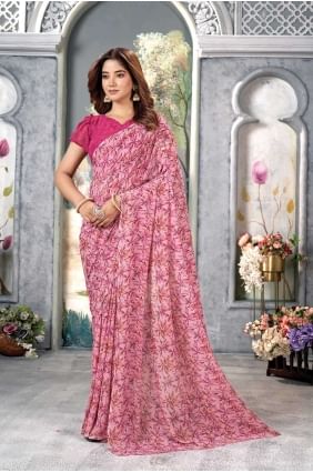 Saree in Pink with Digital print SR26481