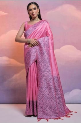 Weaving Handloom silk Baby pink Saree with Blouse SR26505