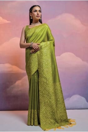 Weaving Handloom silk Saree Mahendi SR26510