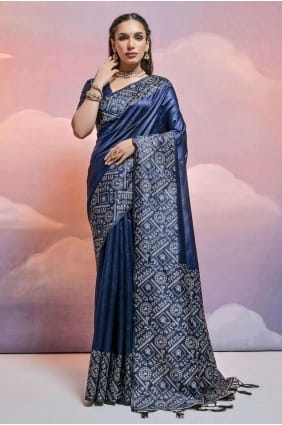 Saree Nevy blue Weaving Handloom silk SR26511