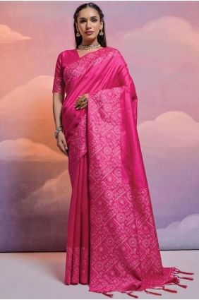 Saree Pink Weaving in Handloom silk SR26513
