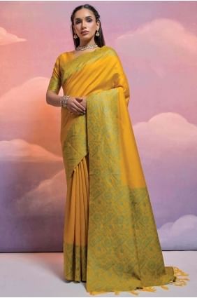 Yellow Saree in Handloom silk Weaving SR26516