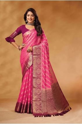 Pink Saree in Georgette with Weaving SR26519