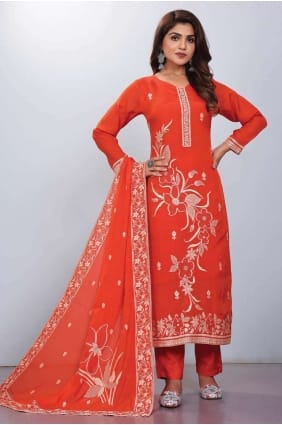 Embroidered Viscose Salwar Kameez in Pink with Dupatta SK154115
