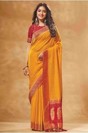 Georgette Weaving Yellow Saree SR26559