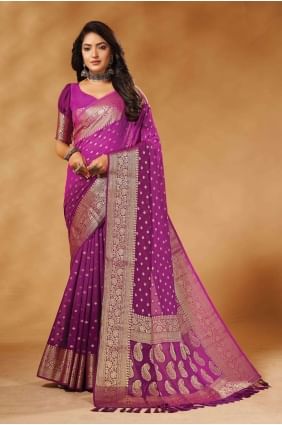 Wine Weaving Saree Georgette SR26565