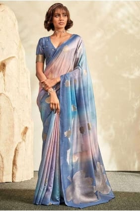 Blue Saree in Handloom with Printed SR26902