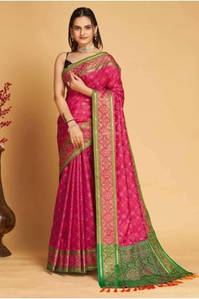 Silk Saree Weaving in Pink SR26906