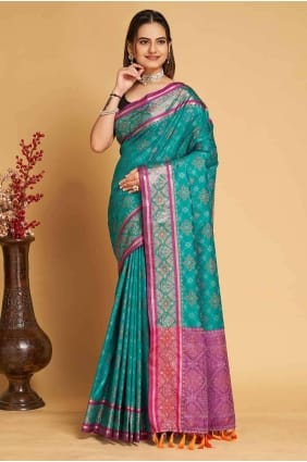 Saree Blue Silk with Weaving SR26907