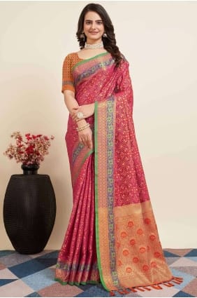 Weaving Pink Saree Silk with Blouse SR26912