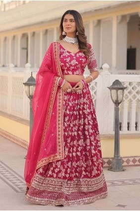 Viscose Lehenga Choli in Pink with Embroidered LC7822