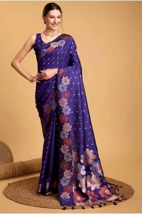Silk Royal blue Saree in Zari SR26946