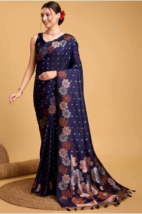 Nevy blue Saree in Silk with Zari SR26949