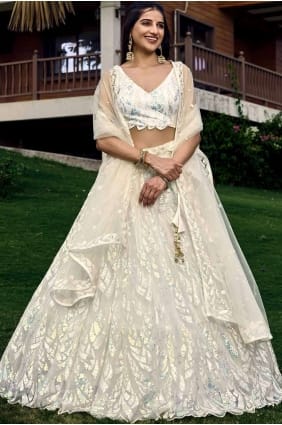 Soft net Lehenga Choli with Embroidered LC7858