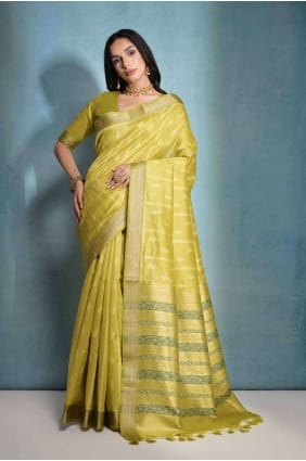 mahendi tussar silk sari with printed SR27098