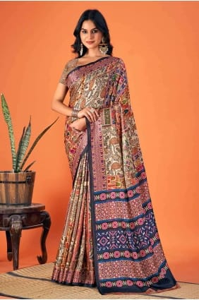 Multicolor Saree in Pashmina with Printed SR27104