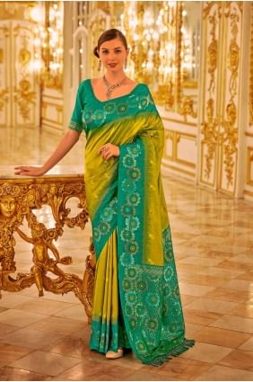 Banarasi silk Saree with Weaving in Lemon yellow SR27171