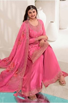 Pink Sharara Suit with Embroidered Viscose SS1161