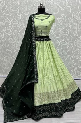 Embroidered Georgette Pista Lehenga Choli with Dupatta LC7927