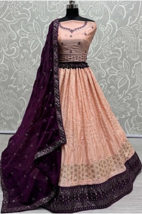 Peach Lehenga Choli with Embroidered Georgette LC7928