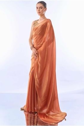 Rust Saree in Printed Cotton SR27314